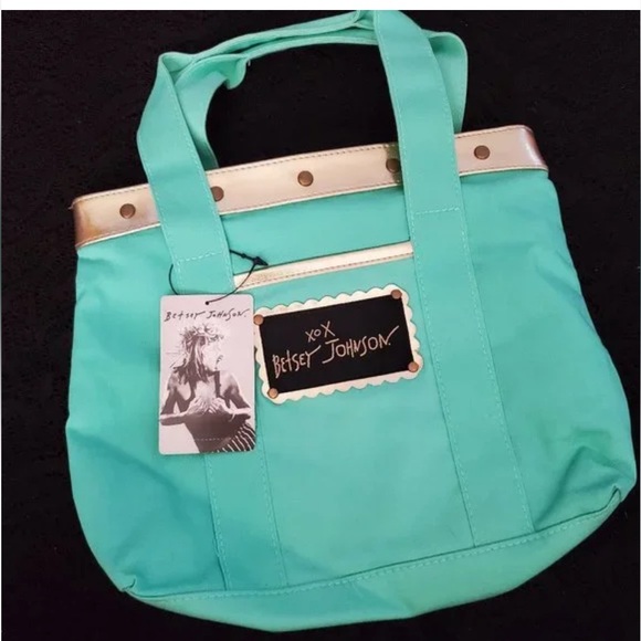 New Betsey Johnson XOX Shoulder Purse, teal & gold w/ cheetah print interior! - Picture 1 of 5